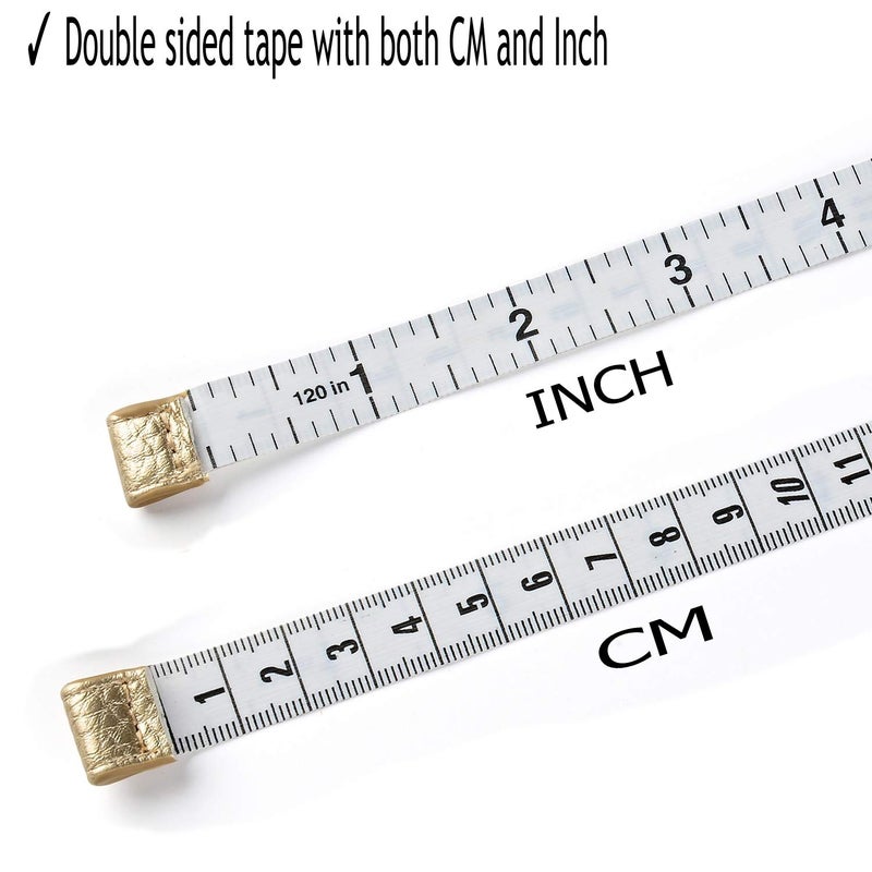 Z_جوده وثقه 3m/120 Tape Measure Body Measuring Tape for Body Cloth Tape Measure for Sewing Fabric Tailors Medical Measurements Tape Dual Sided Retractable Ruler (Gold, 1 Pack) - Image 2